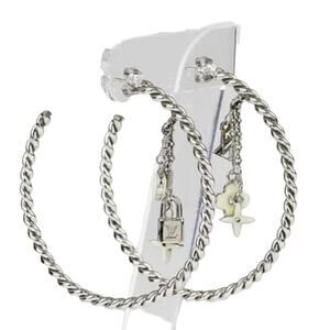 Louis Vuitton Sweet Monogram Hoop Earrings Silver Palladium Charms